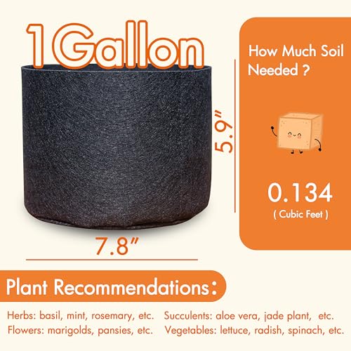 Image of Gardzen 20-Pack 1 Gallon Nonwoven Grow Bags, Aeration Fabric Pots