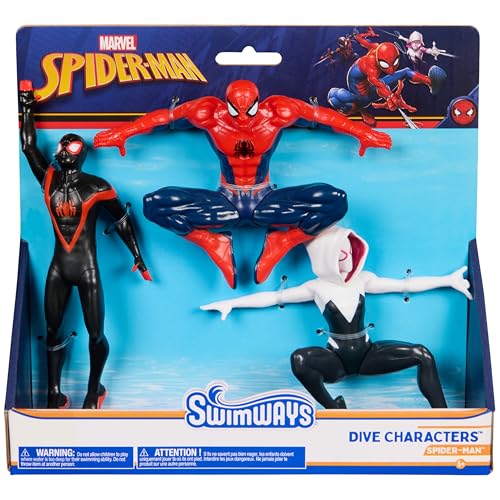 SwimWays Marvel Spider-Man Dive Character 3-Pack, Swimming Pool Accessories & Kids Pool Toy, Spiderman Toys, Weighted Figures, Marvel Pool Party Favors & Games for Kids Ages 5 & Up