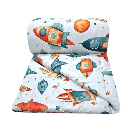 Image of MORADO Glace Cotton AC Comforter /Blanket /Quilt for Single Bed | Soft & Breathable Lightweight AC Quilt | Reversible All Season Bedding Comforter |Size 60x90 Inches,Rocket & Multi,Single