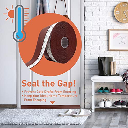 Absolute Living Weather Stripping Door Seal Strip - Silicone Sealing Tape For Weather Stripping Around Doors Windows Showers Etc. - Tough And Flexible Door Weather Seal That Stops Draft - (Brown 45Mm) #TOP2
