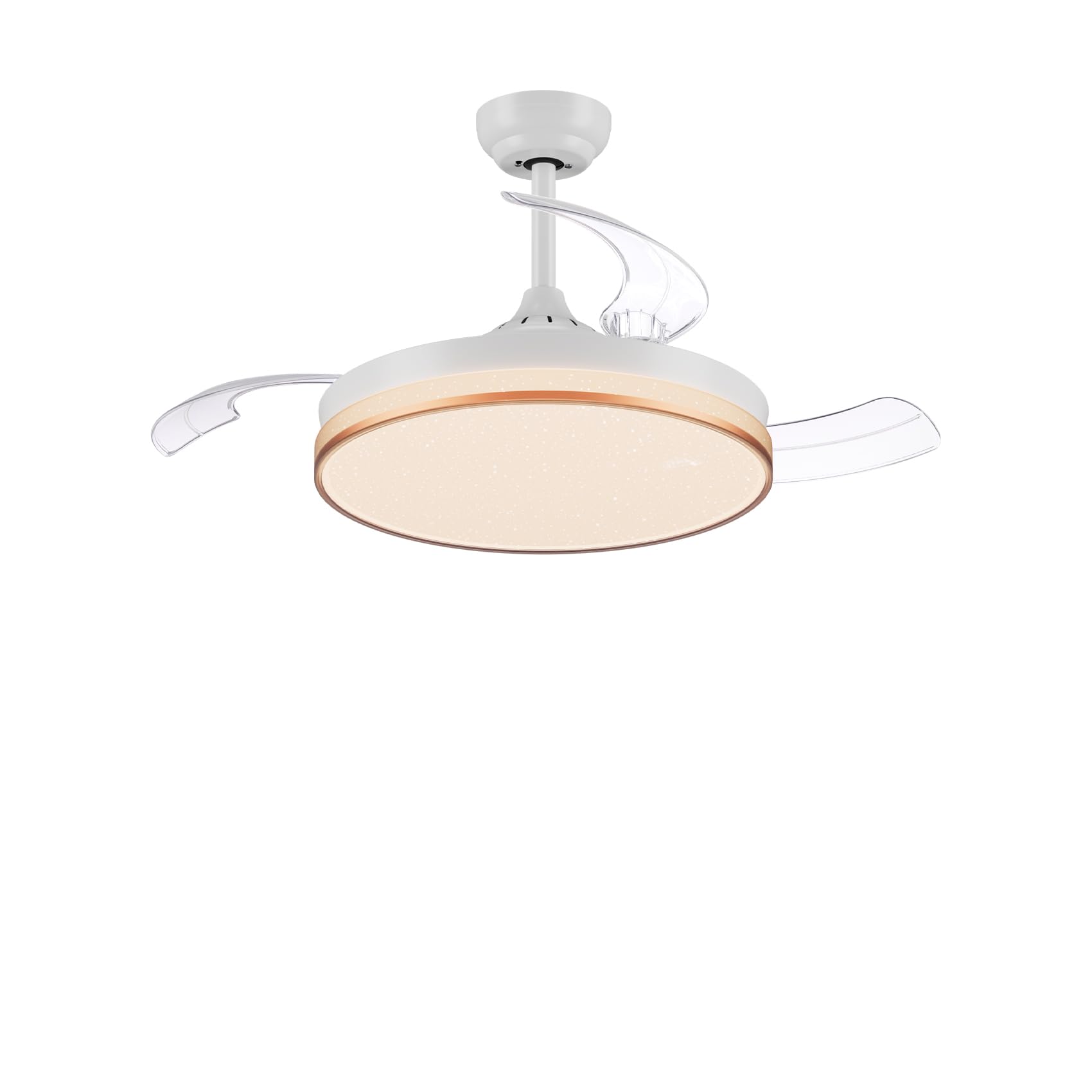 CJOY Ventilador Techo Aspas Retráctiles, Ventilador de Techo con Luz Regulable, 107 cm Lampara Ventilador Techo, Ventiladores Techo Silencioso DC Reversible Moderno Dormitorio Salon