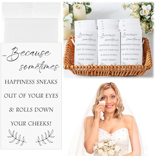 Mouchoirs de mariage invités blancs lot de 48 pour larmes de joie et sacs cadeaux de cérémonie