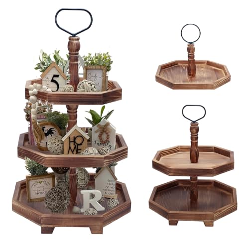 MRPAPA Tiered Tray Stand Wood Tier Serving Tray...