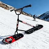 Schneemobil, Schneemobil Für Erwachsene Mit Fahrradlenker Doppelskiern,Stabiles Doppelski-Design,Ausgestattet Mit Einem Um 360° Drehbaren Hinterski,Geeignet Für Snowboarden,Wintersport Black