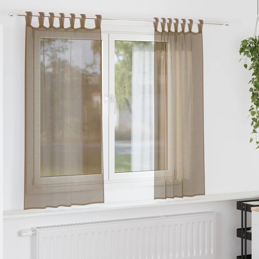Rideaux salon en voile marron clair pour une ambiance cosy
