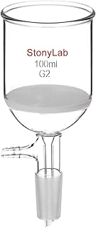StonyLab Borosilicate Glass Buchner Filtering Funnel 100ml with Medium Frit(G2), 56mm Inner-Diameter, 60mm Depth, with 24/40 Standard Taper Inner Joint and Vacuum Serrated Tubulation (100ml)