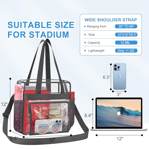Image of Busiuw Clear Bag for Stadium Events, Stadium Approved 12x12x6 Clear Tote Bag for Sport Fan, Work Concert Travel
