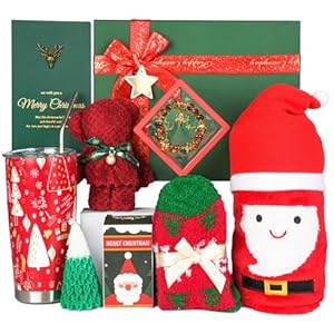 Christmas Gifts, Gift Baskets for Women Men,Unique Christmas Gift Sets Xmas Presents Ideas Box with Tumbler and Blankets for Her Him Mom Coworkers Best Friend Wife Daughter Sister