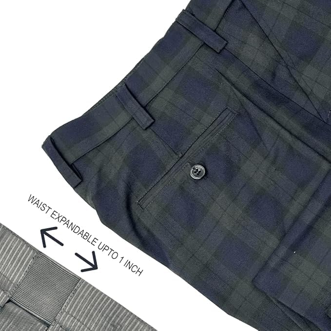 Men's Tartan Trousers Regular fit, Expandable Waist, Blackwatch, Gunn, Grey Granite Tartans3
