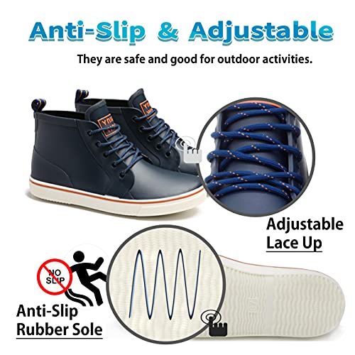 Qiucdzi Rain Boots For Women, Waterproof Rubber Garden Boots Anti-Slip Ankle Rain Boots Lace Up Deck Boots For Muck Mud Working Outdoor #TOP2