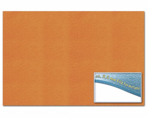 Preisvergleich Produktbild folia 510340 - Bastelfilz 3,5 mm, ca. 30 x 45 cm, 1 Bogen, orange, formstabil, klebefleckenfrei - ideal für vielfältige Bastelarbeiten