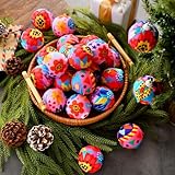 Soulchen 12 Pcs Mexican Christmas Ornaments Bulk Talavera Hanging Christmas Tree Ball Shatterproof Colorful Plastic Fiesta Mexico Holiday Decorations for Hispanic Home Xmas Party Decor