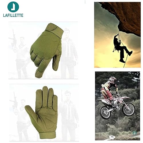 Image of LAFILLETTE Breathable Full Finger Touch Screen Protection Gloves for Motorcycle Cycling Motorbike Sports Climbing (Green)