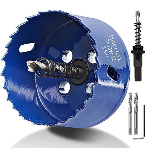 Image of Luomorgo 64mm /2-1 /2 inch Hole Saw, 1 1 /4 inch Cutting Depth HSS Bi-Metal Hole Cutter for Wood Cornhole Boards Plastic Drywall & Metal Sheet