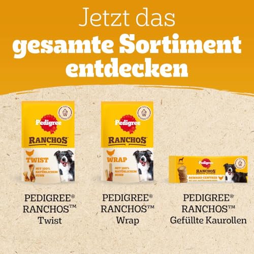 PEDIGREE RANCHOS Hundesnacks Huhn Kaustangen für Hunde, 8x60g - Leckere Kausticks