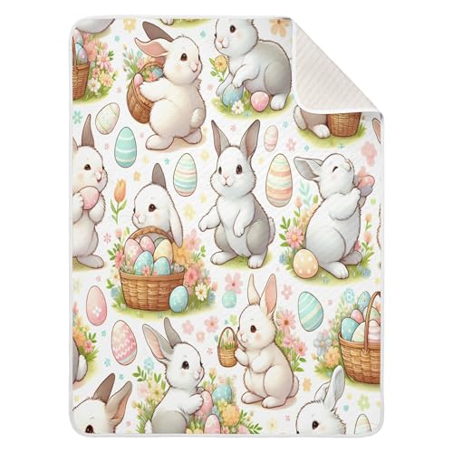 Burbuja Easter Bunny Baby Blanket for Boys Girls, Nursery Soft Warm Swaddling Receiving Baby Blankets, 30x40 in Toddler Blanket