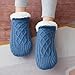 Backche Unisex Fluffy Fuzzy Warm Slipper Socks for Men Women, Thick Fleece Lined Non-Slip Socks Indoor Floor Blue