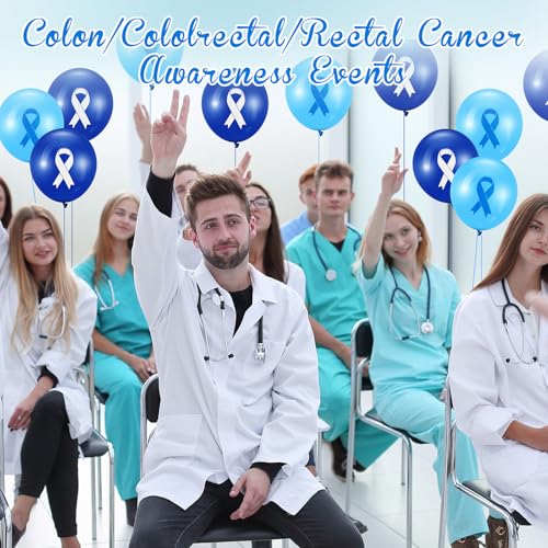 Image of Hungdao 100 Pcs Blue Cancer Awareness Ribbon Balloons Colon Rectal Prostate Cancer Balloons Arch for Ribbon Party Decorations Child Abuse Prevention Awareness Supplies(Blue)