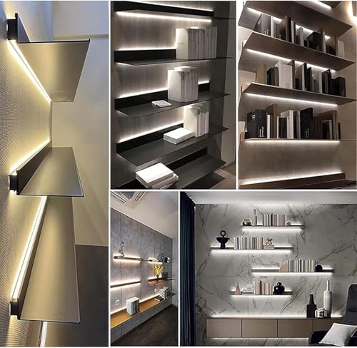Étagère flottante à LED noire 60cm support mural plantes - 8
