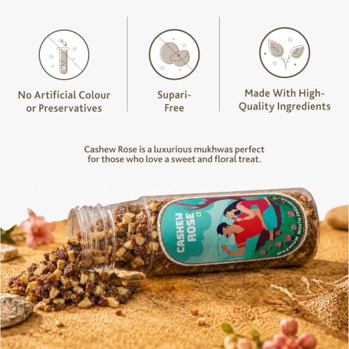 Image of JoySpoon Premium Cashew Rose Mukhwas - Supari Free Mouth Freshener with Almonds, Cashews & Gulkand | Traditional Indian Digestive & Refreshing After-Meal Mouth Freshener | 100g