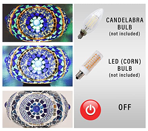 Mozaist Turkish Mosaic Swan Neck Table Lamp, Moroccan Boho Style Sea Blue Gooseneck Rustic Home Décor, Tiffany Bohemian Bedside Farmhouse Desk Light With E12 Socket & Us Plug (Evil Eye Blue) #TOP5