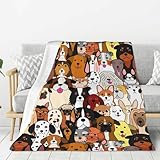 Abucaky Colorful Dogs Pattern Fleece Throw Blanket Ultra Soft Cozy Decorative Flannel Blanket for Home Bed Couch Chair Travel 60x50in