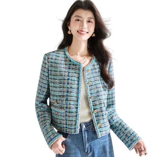Veste en tweed pour femme JYHBHMZG coupe droite unie automne hiver