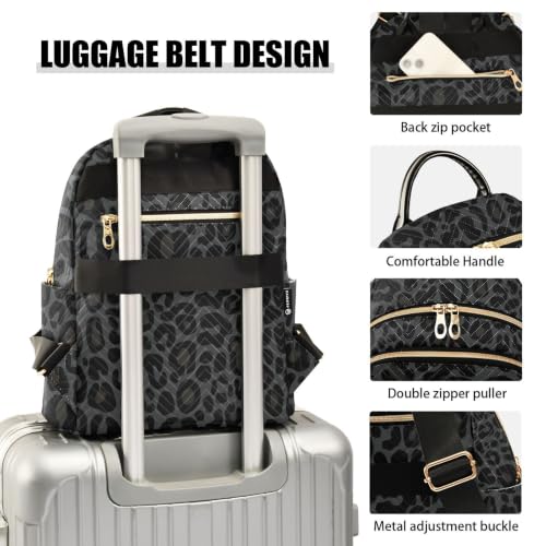 Image of ALAZA Black Gray Leopard Print Easter Women Backpack Purse Ladies Fashion Shoulder Bag Daypack Travel Bag 10L