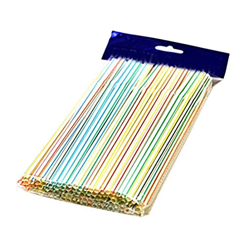 Preisvergleich Produktbild Asien 100Pcs Einweg Flexible Plastic Strohhalme Gestreifte Bunt
