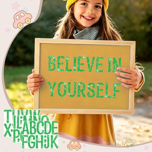 Image of Glitter Letter Stickers, 3 Inch Large Letters for Poster Board (Green) | 160 PCS,Self-Adhesive,Vinyl Alphabet Stickers,Bulletin Board Letters for Classroom,Party,DIY Crafts,Home,Office,Mailbox Decor