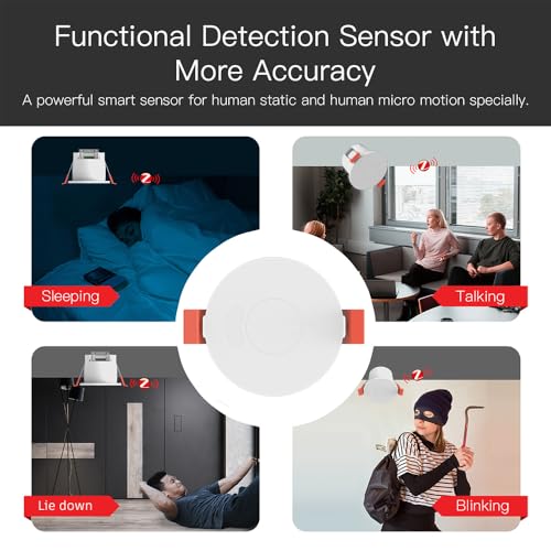 Wenzhiiot Presence Sensor, Wenzhiiot Smart Motion Sensor Zigbee 5.8 Ghz Radar Mmwave Presence Sensor Movement Body Motion Detection For Lighting 110/220V Wireless Switch Celling Mount Tuya Smart Life Home thumb #6