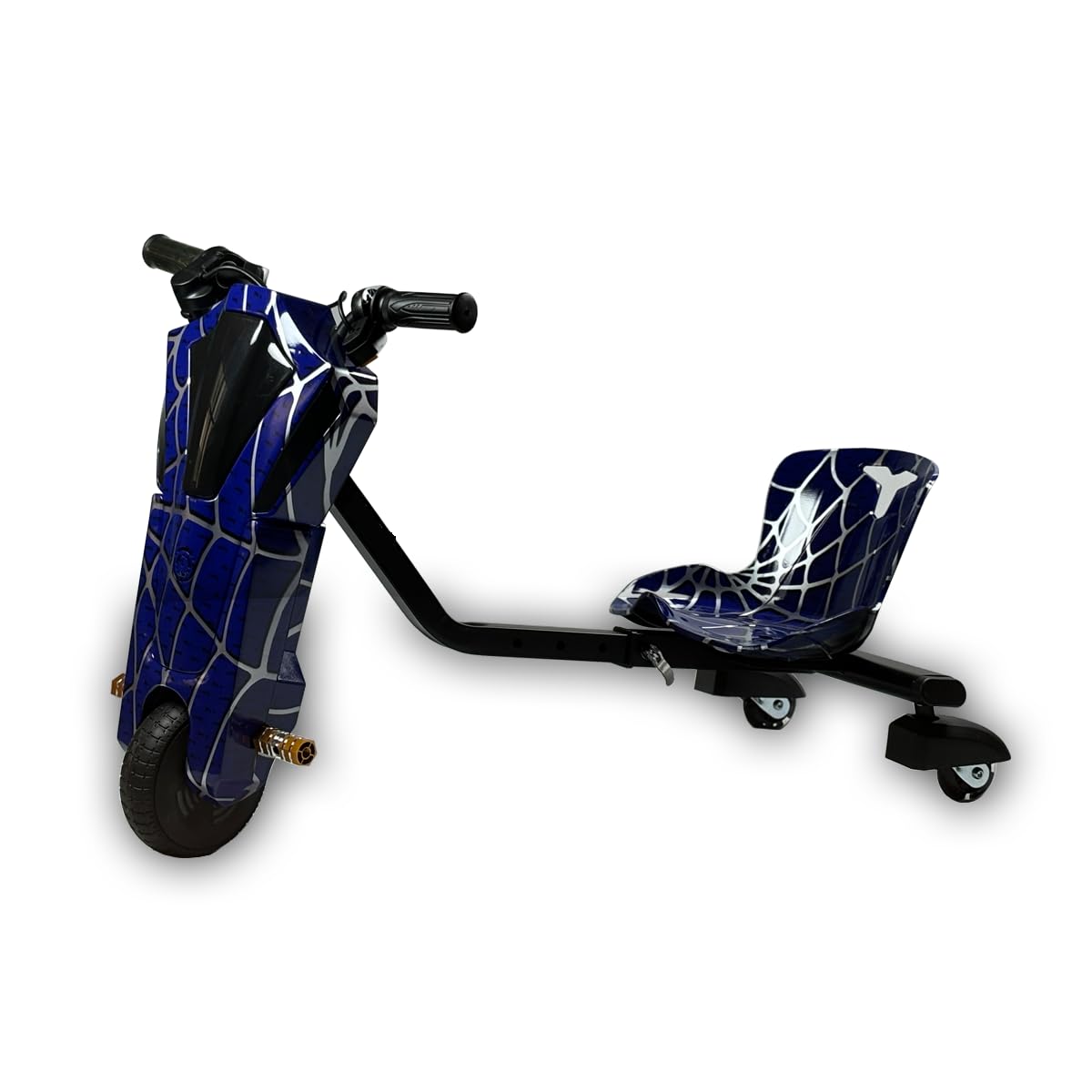 36V Mini Drift Scooter for Kids | Electric Ride-On with 360° Drift Action, LED Lights, Music & Stylish Designs | Durable, Safe, and Fun for Boys & Girls Ages 5-10 (Blue Spider Web)