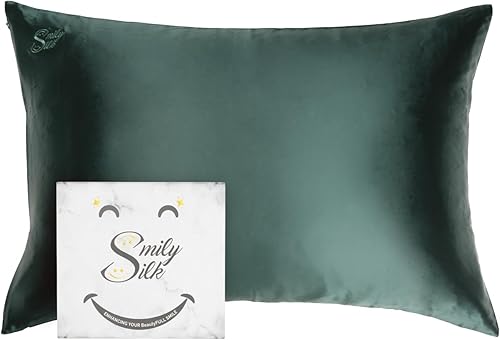 Miniatura 1 de Smily - Funda de almohada de seda 100% pura de morera, 22Momme grado 6A, funda de almohada de seda para cabello y piel, 2 coleteros + 1 malla de