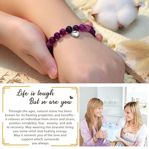 LOHENYOR Birthday Gifts for Women,Natural Stone Anxiety Bracelet Inspirational Gifts for Women Christmas Gifts for Women Ladies Gifts Ideas Gifts for Friends Teen Girls Colleagues,4PCS Bead Bracelet - Image 6