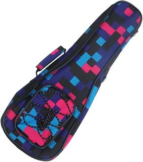 SHOWERORO Bolsa Acolchada Para Ukelele De Diseño Floral y Cuadros Mochila Doble Asa Para Instrumentos Musicales Color Rojo Unisex Práctica y