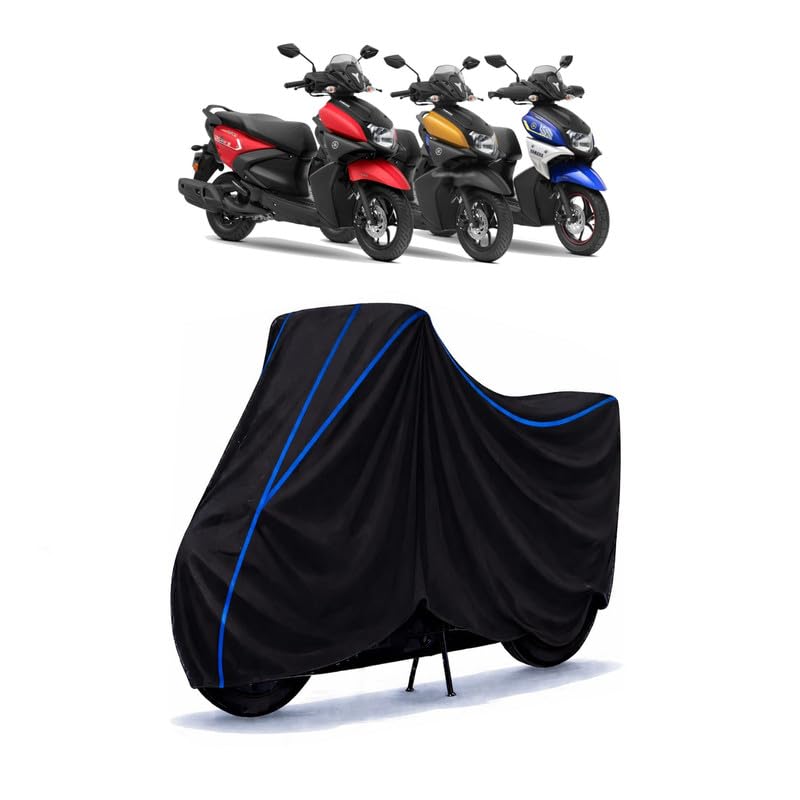 Image of Scooty Cover Water Resistant for Ray ZR 125 FI | Universal Scooter & Bike Cover | Heavy Duty UV Dust, Rain & Scratch Protection Weather Indoor Outdoor | Black with Blue Piping