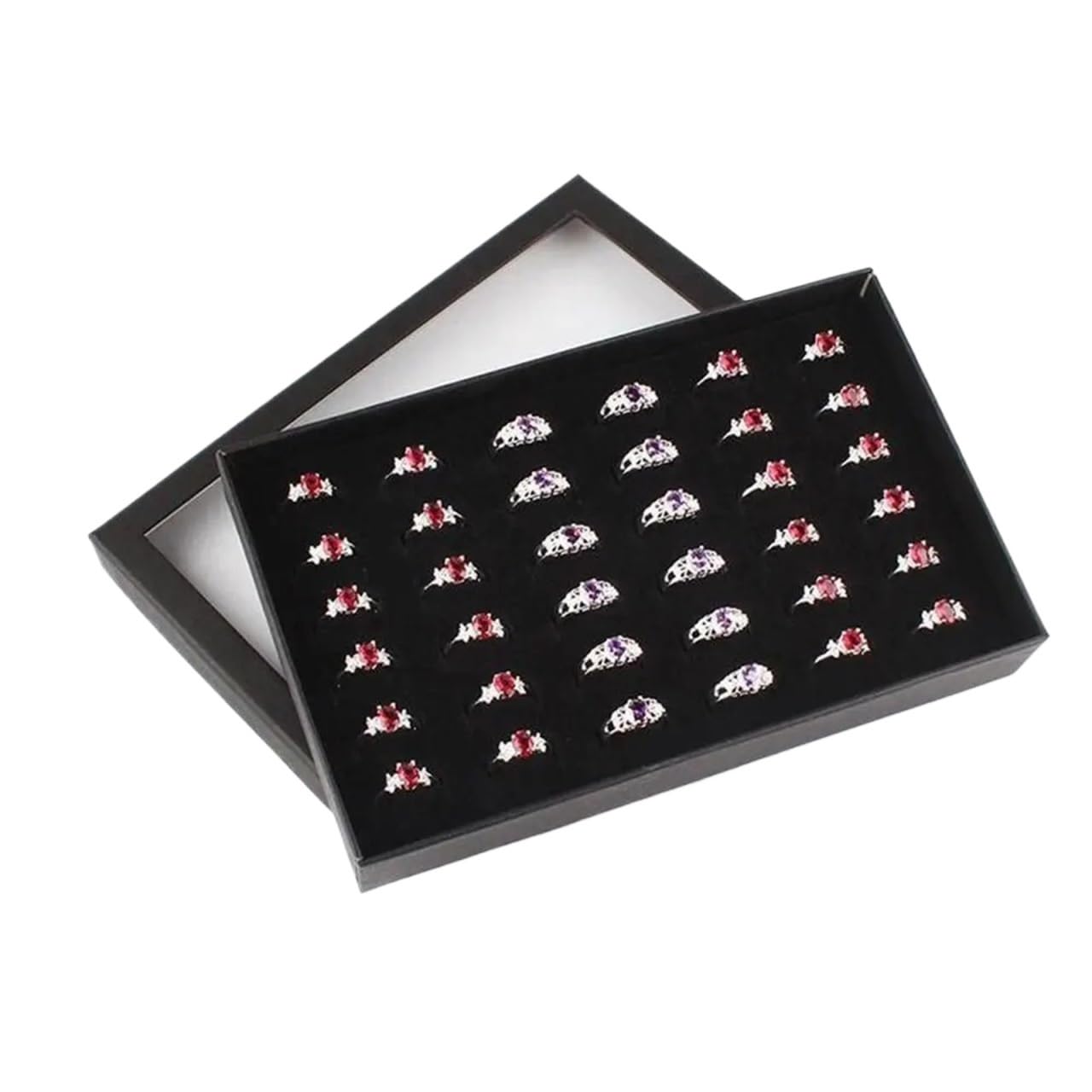 ZNJAMN 1pcs Display Jewelry Cufflinks Show Case Ring Box Organizer Storage Tray for Ring