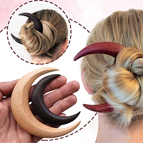 Hand-Carved-Crescent-Moon-Hair-Fork-for-WomenCrescent-Moon-Hair-Fork-Wood-Moon-Hairpin-BarretteMoon-Hair-StickWooden-Hair-Comb-Thick-Hair-Styling-Tool-Accessories-S-Black