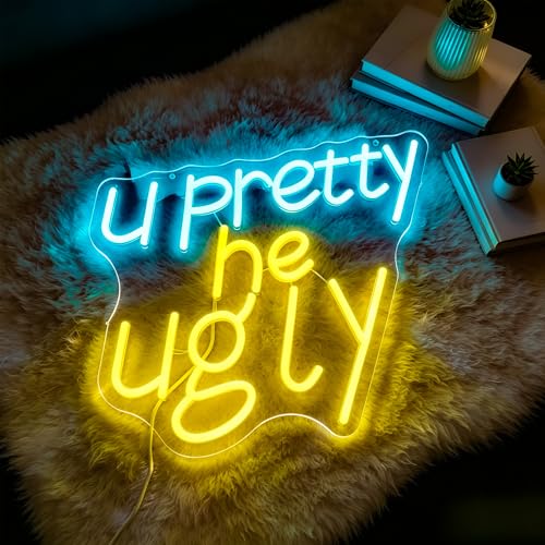 Image of Your Pretty He Ugly Neon Sign for Wall Decor Light Up Sign Led Signs for Room Party Home Wall Decor USB Powered