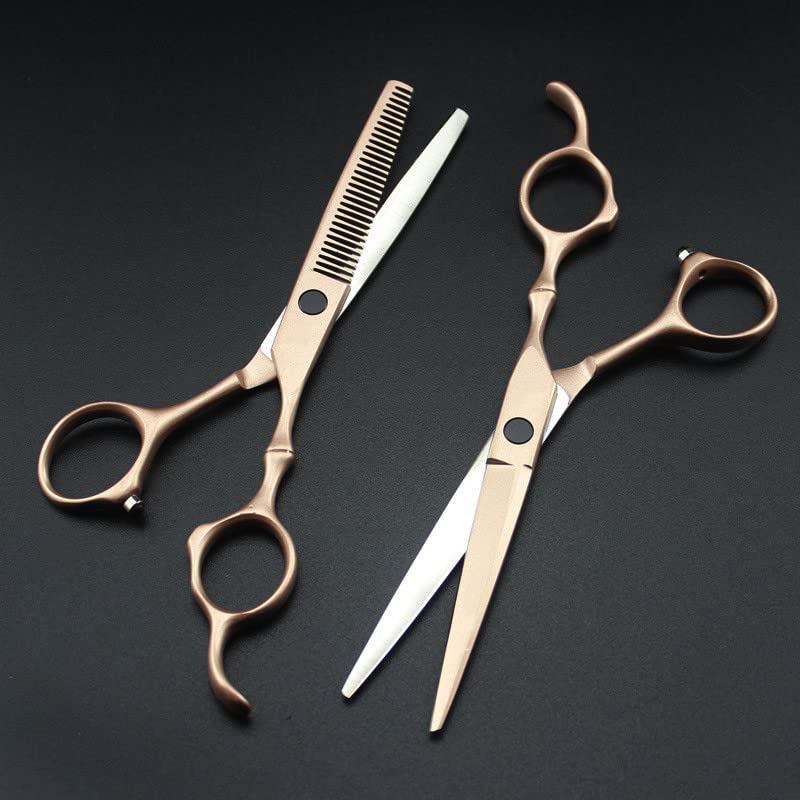 Tijeras Profesionales para Cortar el Cabello, Tijeras Profesionales de Acero 440c de 6 '' de bambú de Oro Rosa para Cortar el Cabello, Tijeras de peluquería, Tijeras de entresacar y Cortar el Cabello