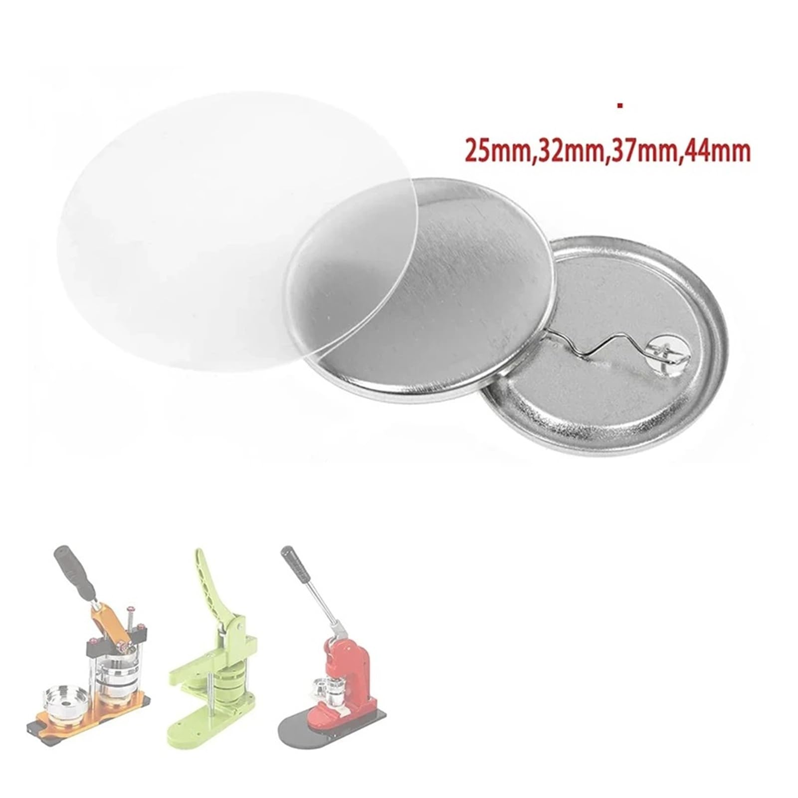 100 szt. Przypinki do odznak, materiał produkcji przypinek, części maszyn dziurkowania, metal, plastik, tył Wystarczające zestawy(Metal back,32mm)