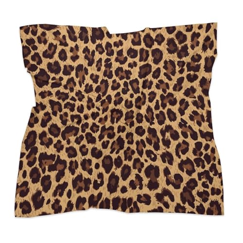 JUHIOPOI Leopard Silk Scarfs For Women Fashion Square Satin Head Scarf Hair Wrap For Sleeping Bandanas Hand Rolling Edge (25x25 Inch)