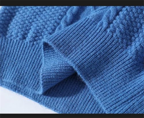 Men's Warm Pullovers Knitted Sweater Round Neck Vintage Harajuku Loose Solid Color Sweaters Pullover4