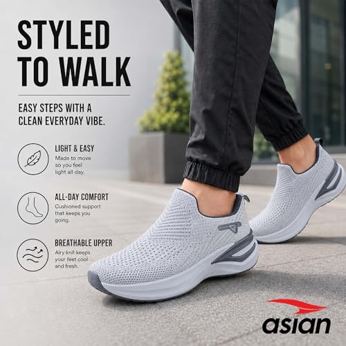Image of ASIAN Wonderwalk Pro-16 Men's Walking Shoes with Ultra-Soft Cushioning | Slip- On Shoes with Lightweight Design | Ideal for Daily Walking, Gym & Travel