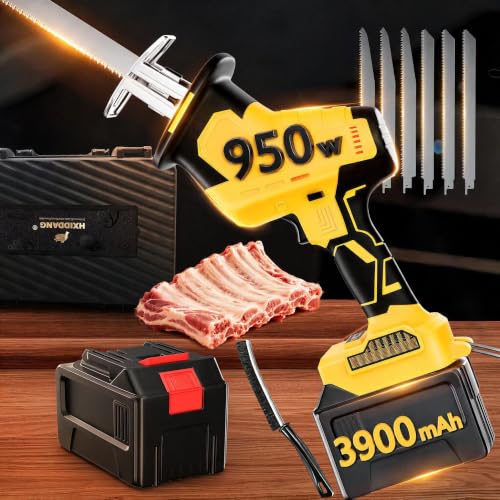 Image of 950W Brushless Motor Electric Meat and Bone Saw w / 3900mAh Battery+6Blades