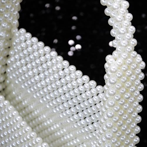 Image of Miuco Pearl Bag Clutch Purses For Women Wedding Bride Purse Sparkly Glitterl Beaded Handbag