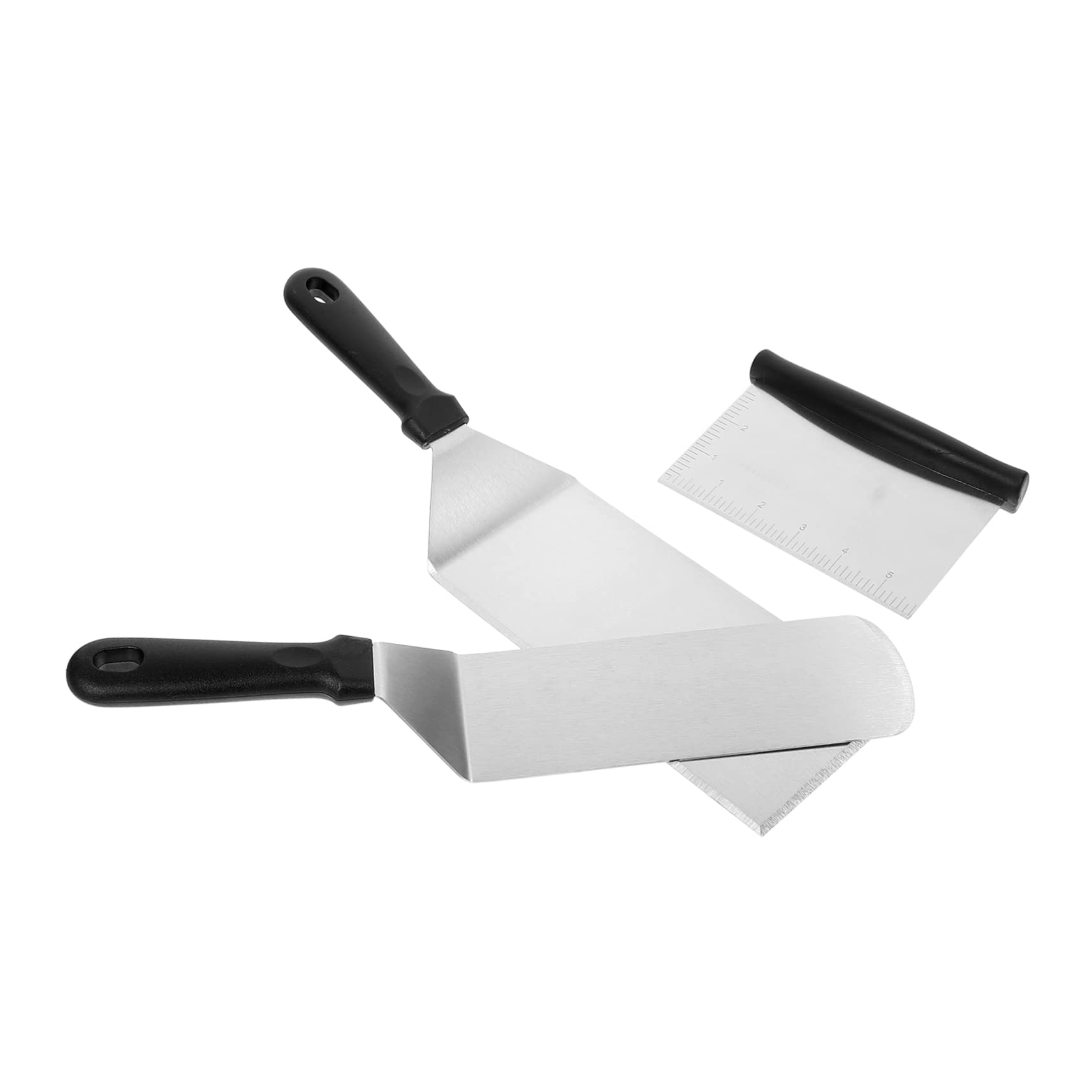 PRETYZOOM 3-piece Set of Steak Shovels Metal Spatula for Kitchen Use Easy Clean Teppanyaki Utensil