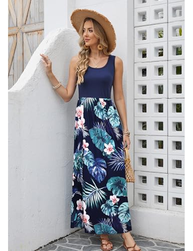 Image of Bluetime Women's Summer Boho Sleeveless Floral Print Tank Long Maxi Dress (S-3XL)