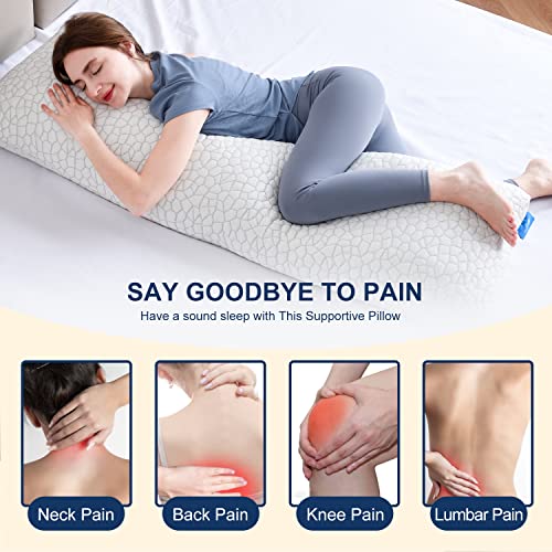 Qutool Cooling Body Pillows For Adults, Shredded Memory Foam Full Body Pillow For Side Sleeper, Large Long Body Pillow For Pregnant Women, Hug Pillow With Cooling Pillow Cover Fluffy And Firm 20X58'' #TOP2