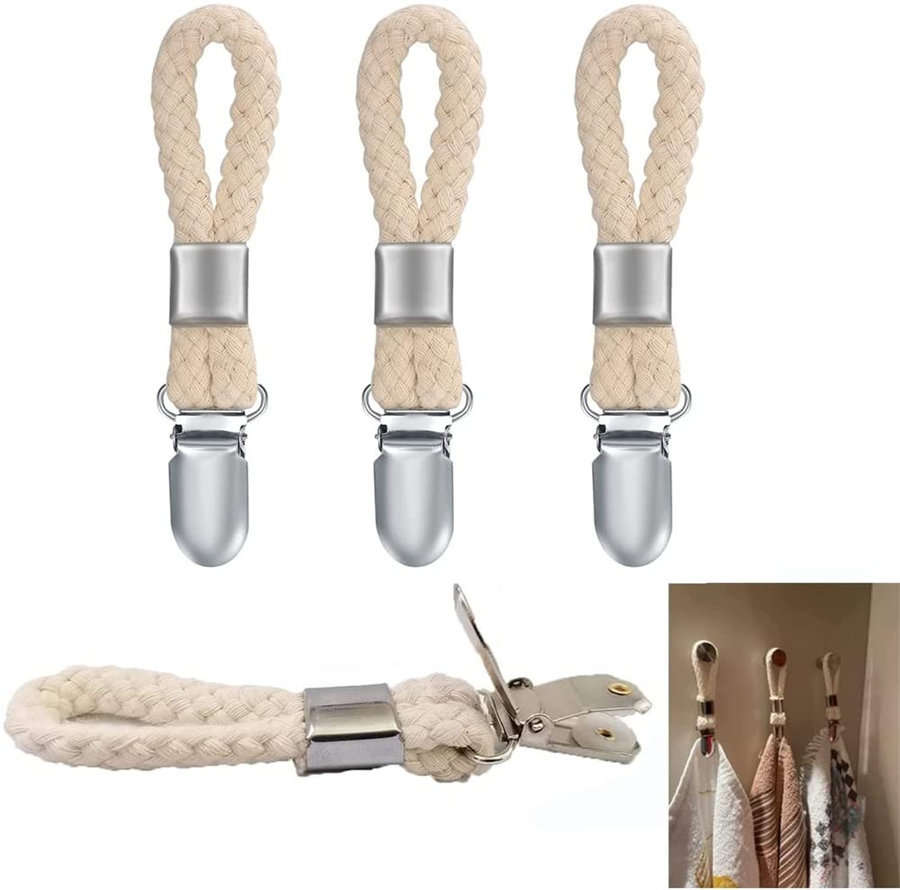 ELECDON Tea Towel Clip, Towel Clip, Beach Towel Hanging Clip, Storage Clip Suitable, for Hanging Cloth Items, Home Kitchen and Bathroom Cabinets, 4 Pcs White